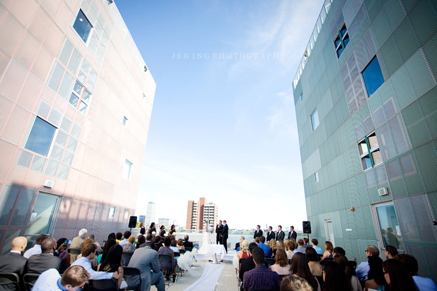 MIT Simmons Hall terrace wedding in Cambridge, MA - ceremony