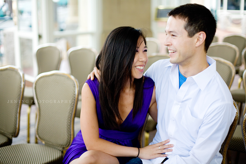 Boston wharf engagement session - couple on chairs