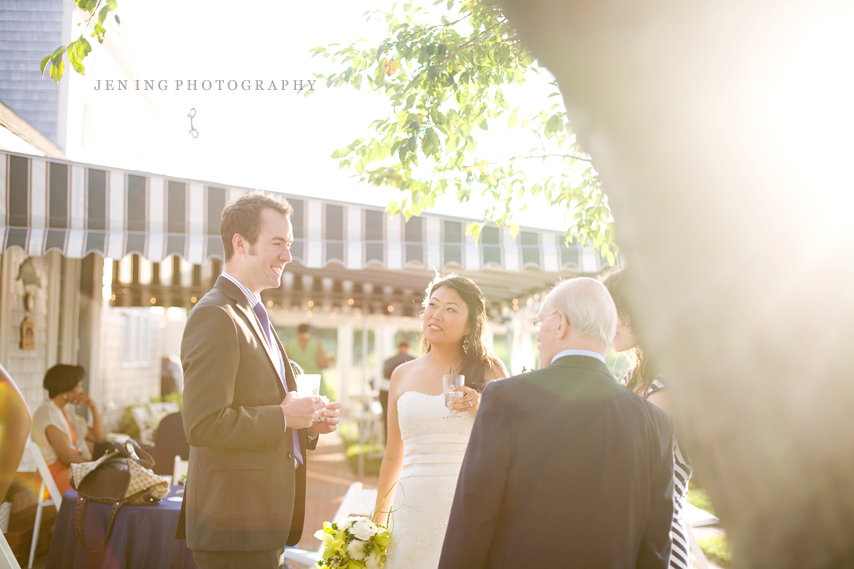 Cape Cod outdoor wedding photography - Bride with guests