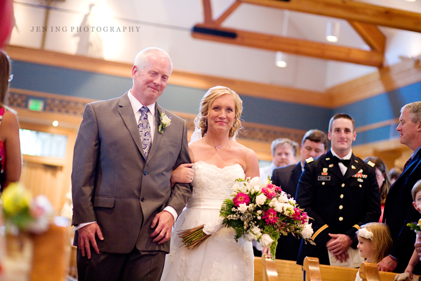 New Hampshire Catholic wedding photography - bride and father walking down aisle