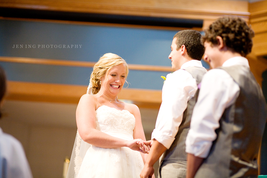 Nashua, NH Catholic wedding photography - bride laughing