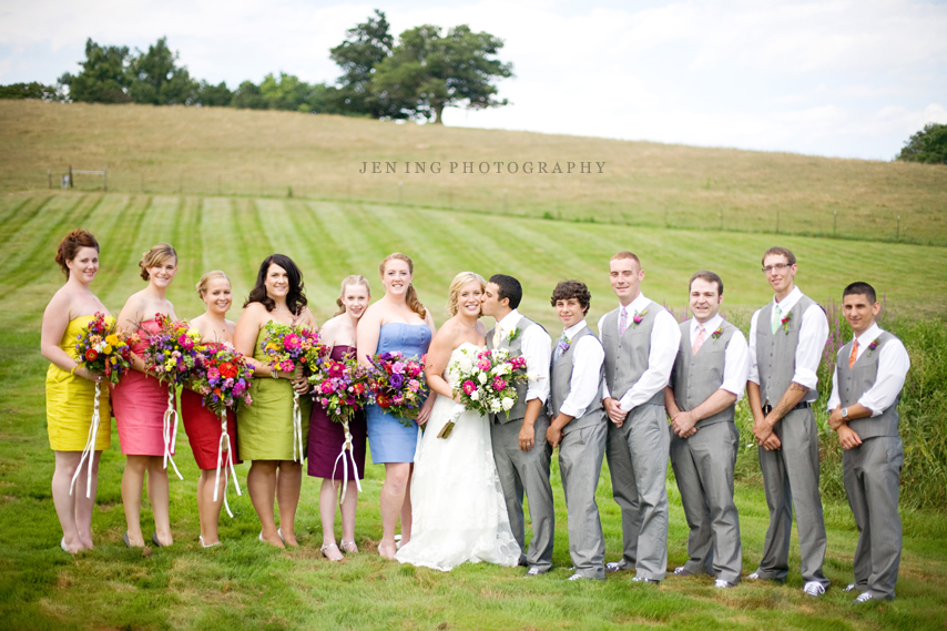 The Barn at Gibbet Hill wedding photography - bridal party portrait with hills