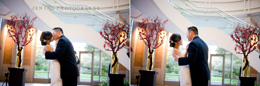 Boston Seaport Hotel wedding photography - bride and groom kiss