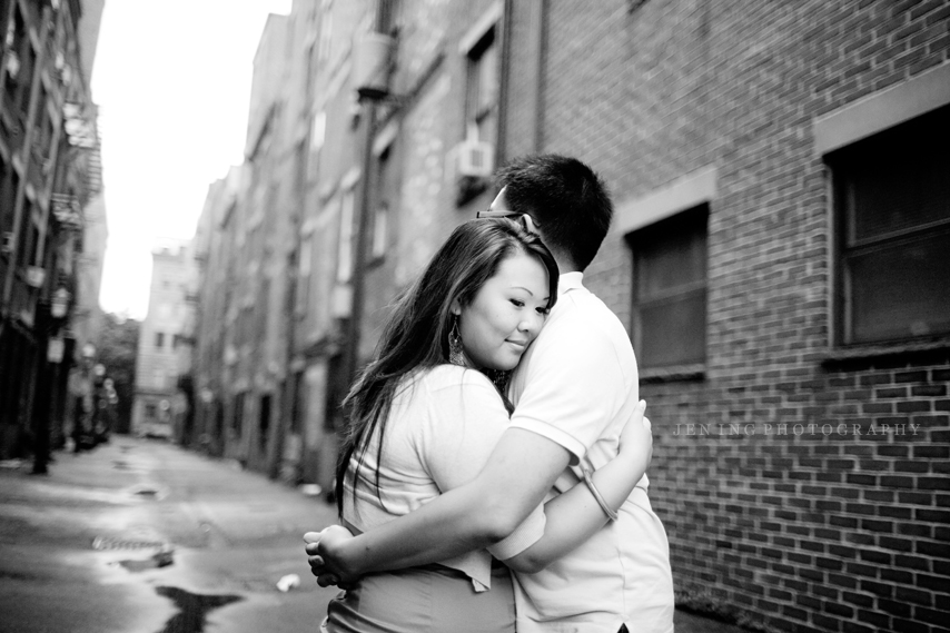 Boston, MA engagement session - couple in alley