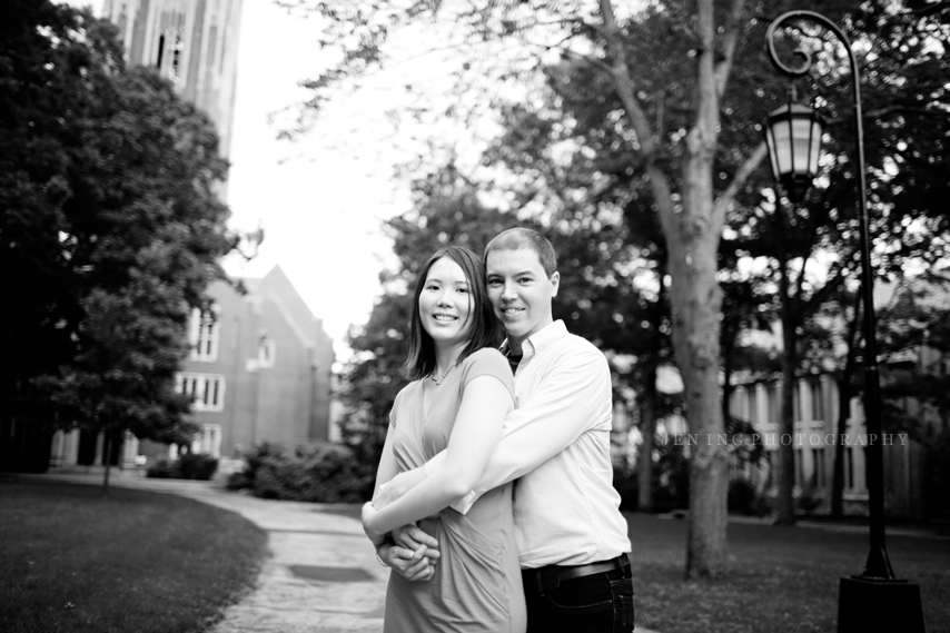 Wellesley campus engagement shoot - smiling couple