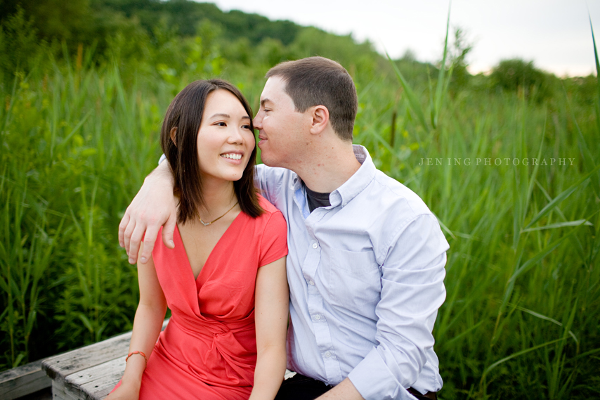 Boston engagement session - couple in the grass