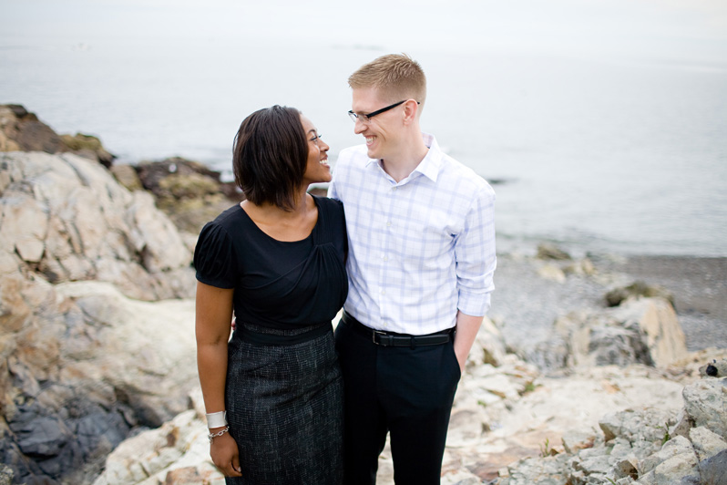 Boston engagement session - couple at Castle Rock in Marblehead