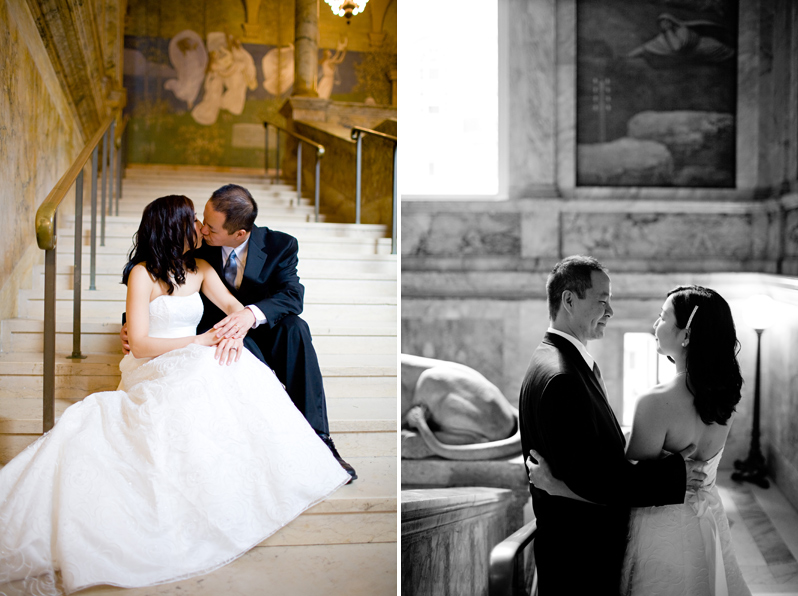 Wedding portraits at the Boston Public Library - bride and groom