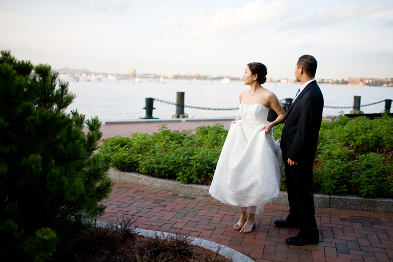 Boston wharf wedding - bride and groom