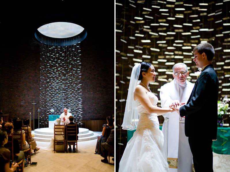 MIT Chapel wedding in Cambridge, MA - bride and groom during ceremony