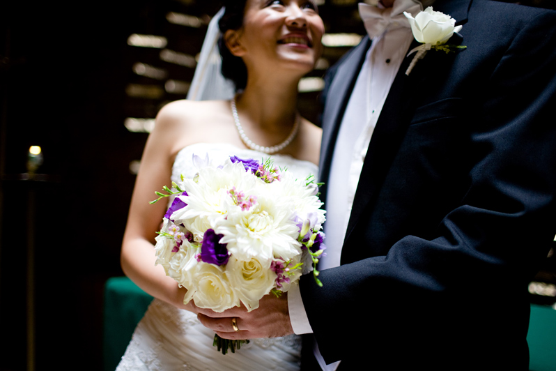 Massachusetts wedding at MIT Chapel - bride and groom on altar