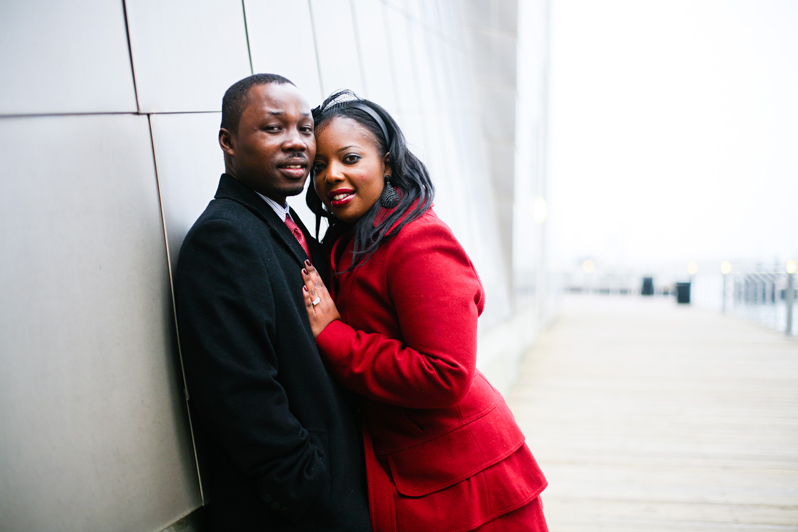 Engagement session at the Boston aquarium - couple smiling