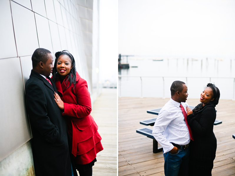 Boston aquarium engagement session - smiling couple