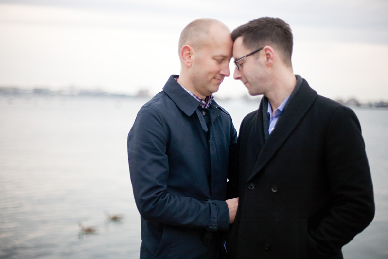 New england engagement session - couple along ICA waterfront