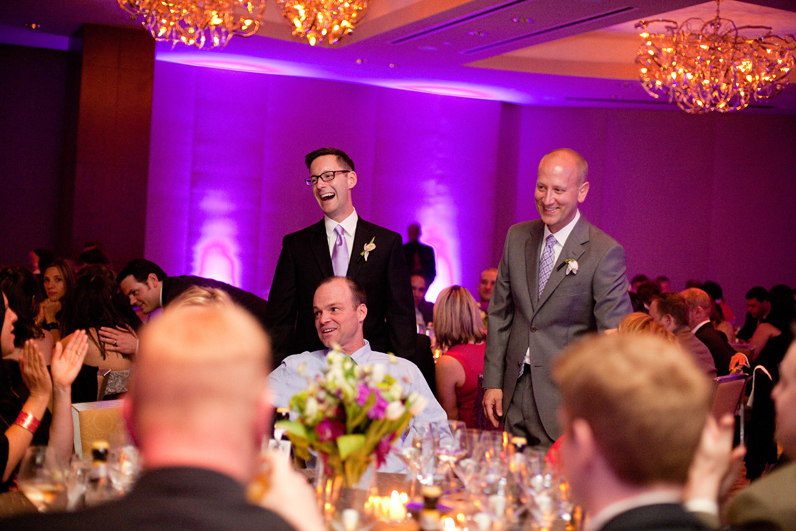 Boston ballroom wedding - grooms laughing