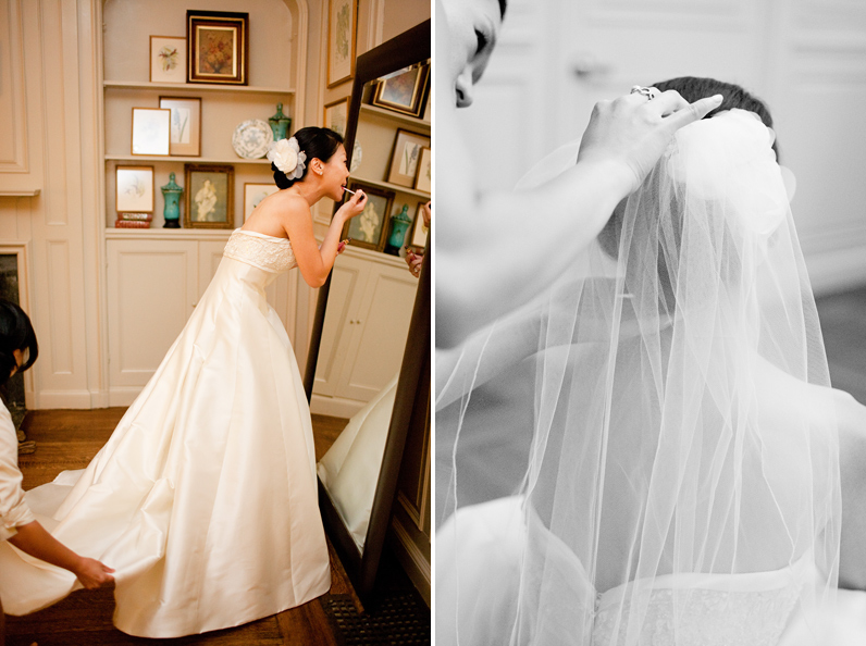 bride getting ready at moraine farm