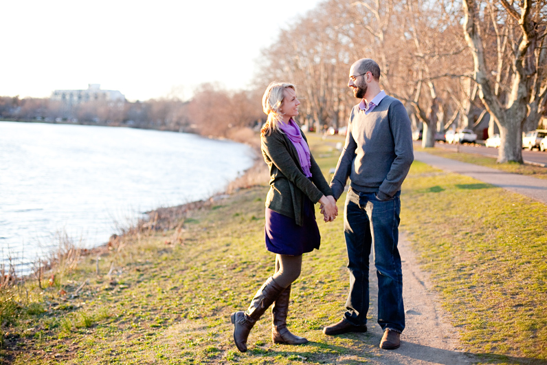 charles river engagement at sunset